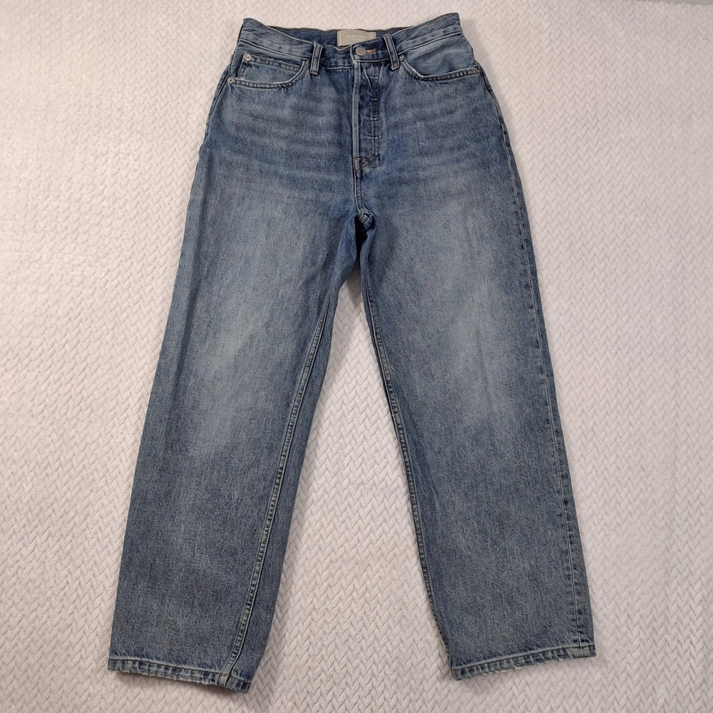 Everlane Rigid Way-High Jeans Womens 26 (Waist 25") Blue Distressed.